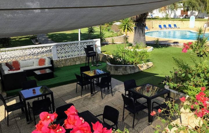 Bar terrace overlooking pool